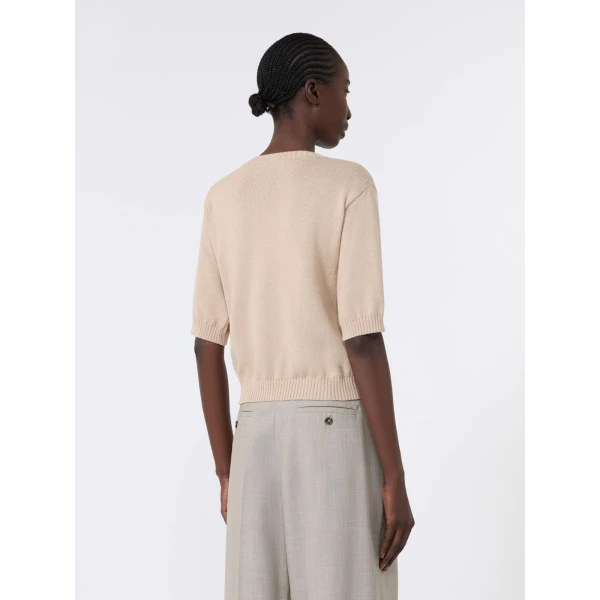 Max Mara Fiacre Embroidered Cotton Jumper in Sand | Sweaters | Luxury Shoes 