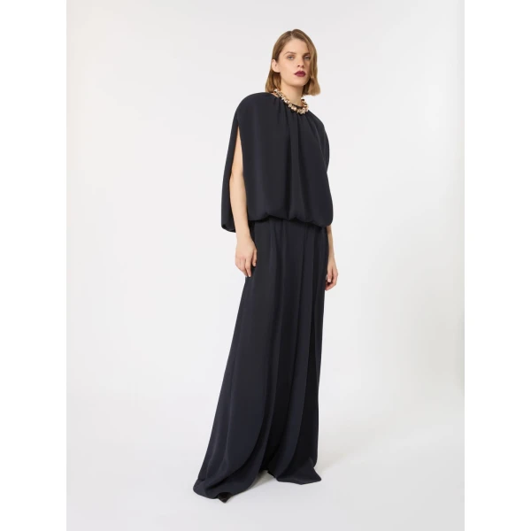 Max Mara Fieno Lightweight Cady Blouse in Midnight Blue | Blouse | Luxury Shoes 