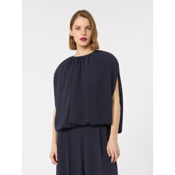 Max Mara Fieno Lightweight Cady Blouse in Midnight Blue | Blouse | Luxury Shoes 