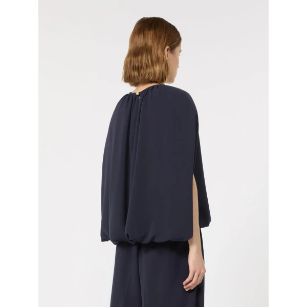 Max Mara Fieno Lightweight Cady Blouse in Midnight Blue | Blouse | Luxury Shoes 