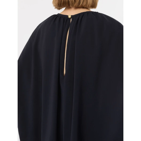 Max Mara Fieno Lightweight Cady Blouse in Midnight Blue | Blouse | Luxury Shoes 