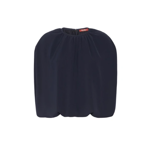 Max Mara Fieno Lightweight Cady Blouse in Midnight Blue | Blouse | Luxury Shoes 