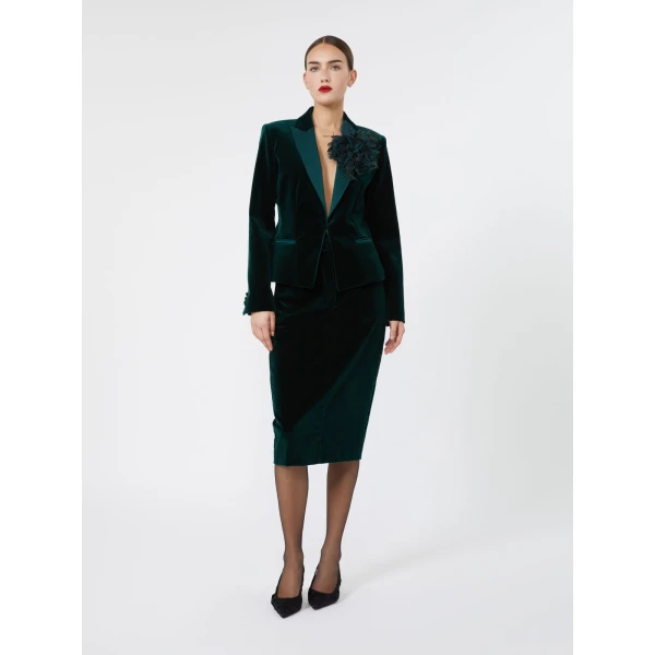 Max Mara Filante Velvet Tuxedo Jacket in Emerald | Blazers | Luxury Shoes 