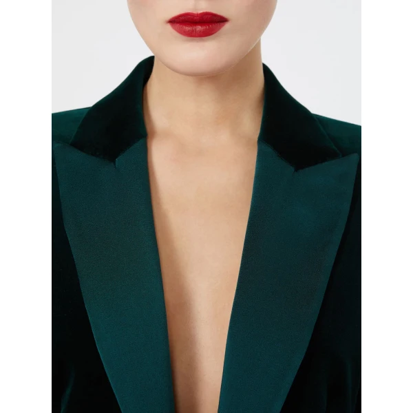 Max Mara Filante Velvet Tuxedo Jacket in Emerald | Blazers | Luxury Shoes 