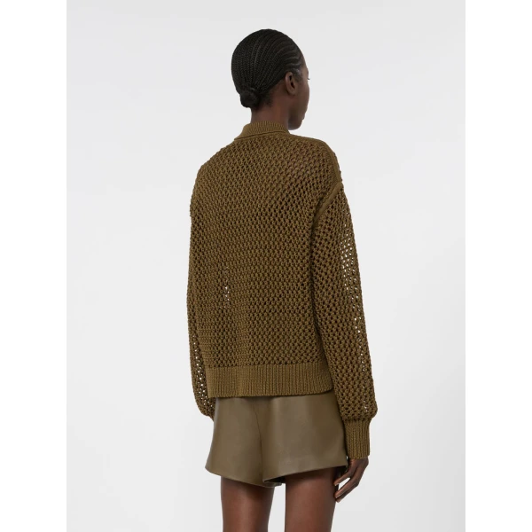 Max Mara Film Cotton Cordonnet Cardigan in Khaki | Cardigan | Luxury Shoes 