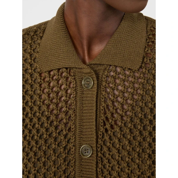 Max Mara Film Cotton Cordonnet Cardigan in Khaki | Cardigan | Luxury Shoes 