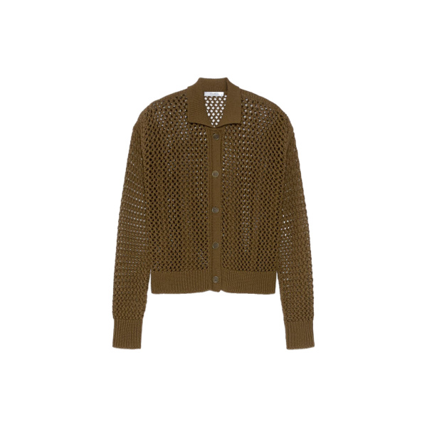 Max Mara Film Cotton Cordonnet Cardigan in Khaki | Cardigan | Luxury Shoes 