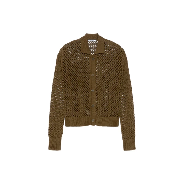Film Cotton Cordonnet Cardigan in Khaki