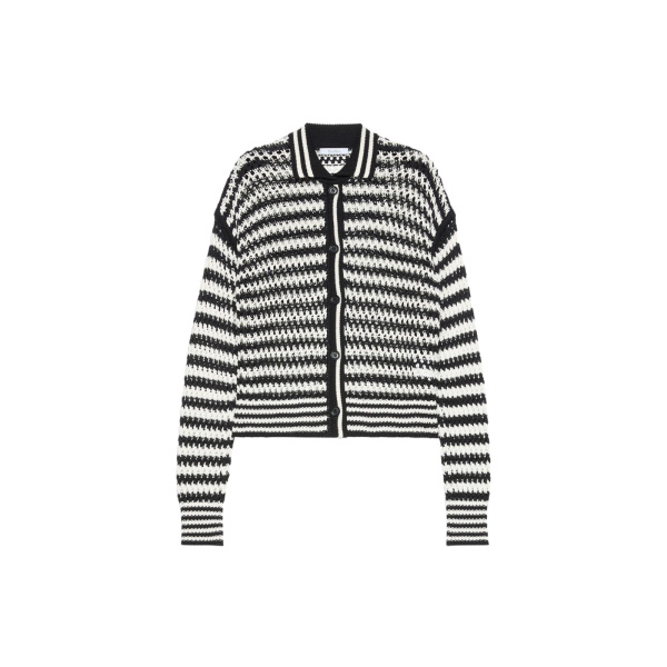 Max Mara Film Cotton Cordonnet Cardigan in White Blue | Cardigan | Luxury Shoes 