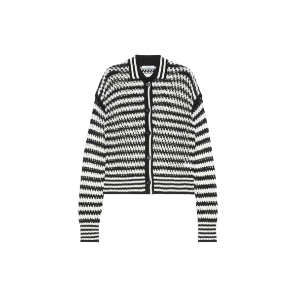 Film Cotton Cordonnet Cardigan in White Blue