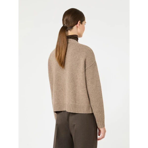 Max Mara Filmato Wool V-Neck Cardigan in Hazelnut Brown | Cardigan | Luxury Shoes 