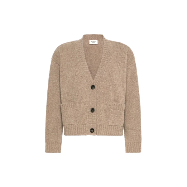 Max Mara Filmato Wool V-Neck Cardigan in Hazelnut Brown | Cardigan | Luxury Shoes 