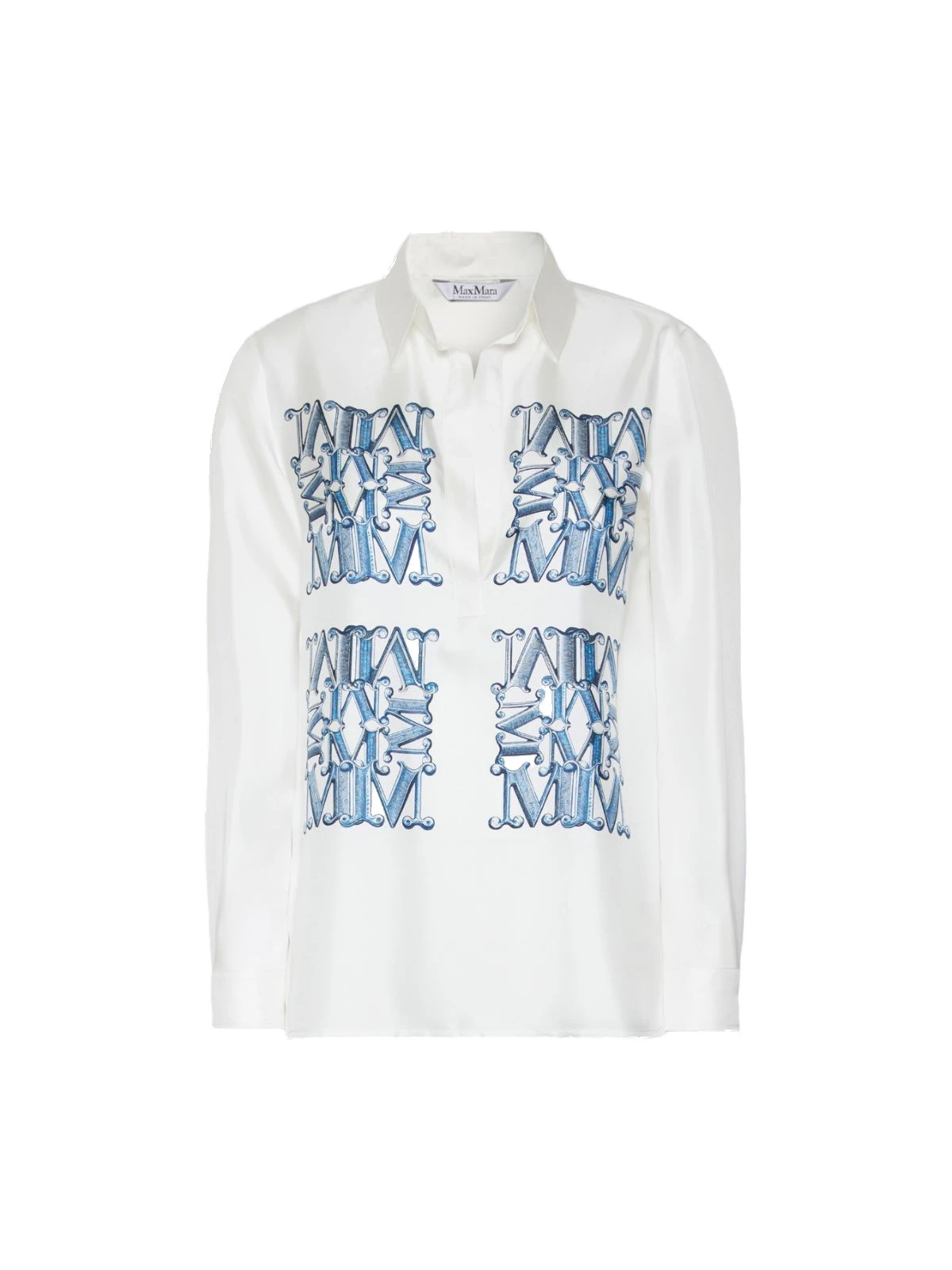 Max Mara Filtro Silk Print Shirt in Ocean Blue Max Mara Filtro Silk Print Shirt in Ocean Blue | Shirts | Luxury Shoes
