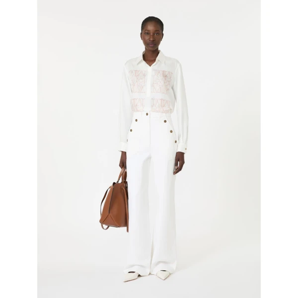 Max Mara Filtro Silk Print Shirt in Powder Pink | Shirts | Luxury Shoes 