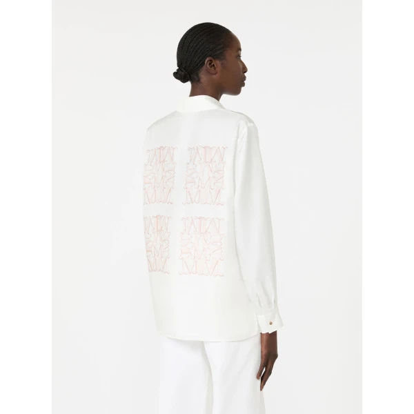 Max Mara Filtro Silk Print Shirt in Powder Pink | Shirts | Luxury Shoes 