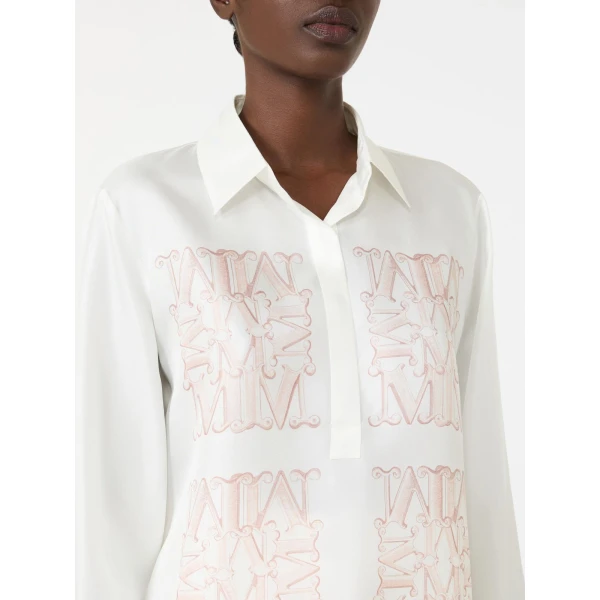 Max Mara Filtro Silk Print Shirt in Powder Pink | Shirts | Luxury Shoes 