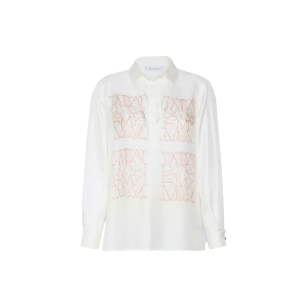 Max Mara Filtro Silk Print Shirt in Powder Pink | Shirts | Luxury Shoes 