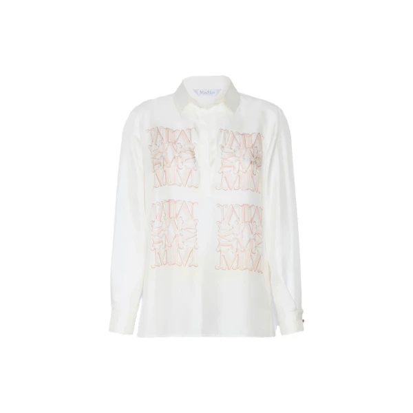 Max Mara Filtro Silk Print Shirt in Powder Pink | Shirts | Luxury Shoes 