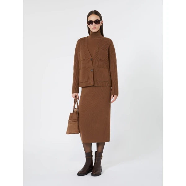 Max Mara Filtro Wool and Cashmere Cardigan in Tobacco | Cardigan | Luxury Shoes 