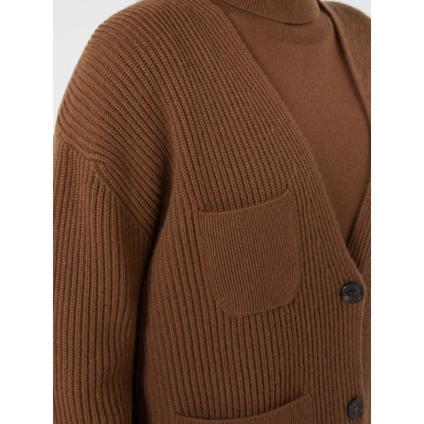Max Mara Filtro Wool and Cashmere Cardigan in Tobacco | Cardigan | Luxury Shoes 