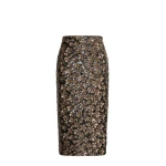 Max Mara Finito Embroidered Tulle Pencil Skirt in Bronze | Pencil Skirts | Luxury Shoes 