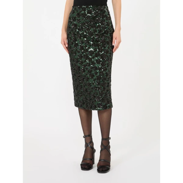 Max Mara Finito Embroidered Tulle Pencil Skirt in Green | Pencil Skirts | Luxury Shoes 