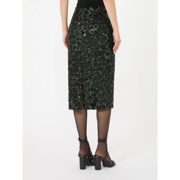 Max Mara Finito Embroidered Tulle Pencil Skirt in Green | Pencil Skirts | Luxury Shoes 