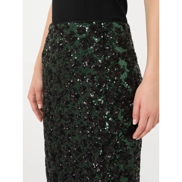 Max Mara Finito Embroidered Tulle Pencil Skirt in Green | Pencil Skirts | Luxury Shoes 