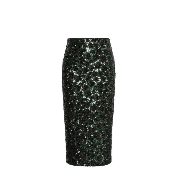Max Mara Finito Embroidered Tulle Pencil Skirt in Green | Pencil Skirts | Luxury Shoes 