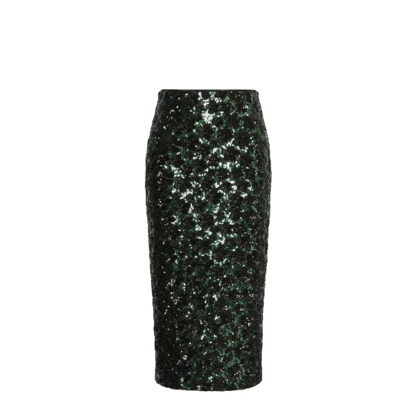 Max Mara Finito Embroidered Tulle Pencil Skirt in Green | Pencil Skirts | Luxury Shoes 