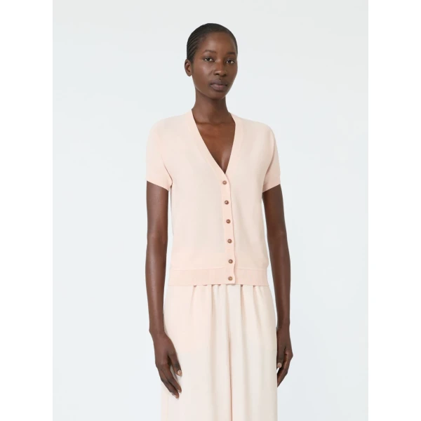 Max Mara Finito Viscose Crepe Cardigan in Pink | Cardigan | Luxury Shoes 