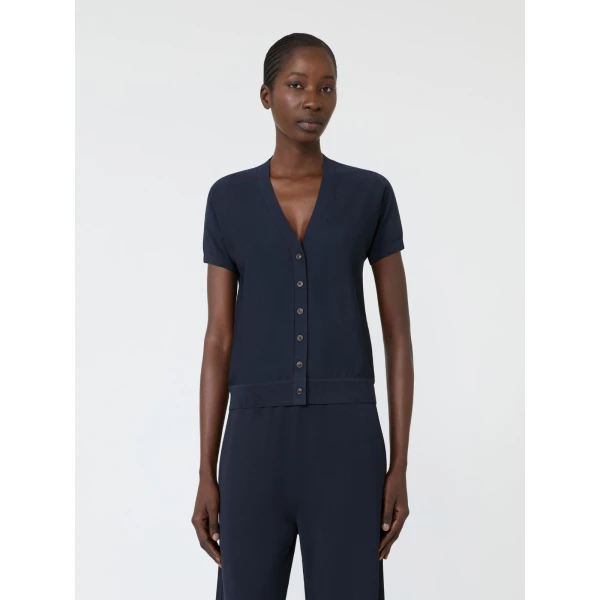 Max Mara Finito Viscose Crepe Cardigan in Ultramarine | Cardigan | Luxury Shoes 