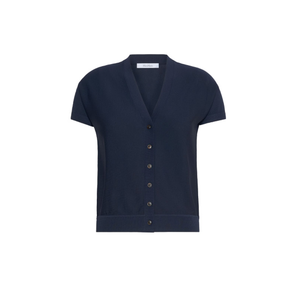 Max Mara Finito Viscose Crepe Cardigan in Ultramarine | Cardigan | Luxury Shoes 