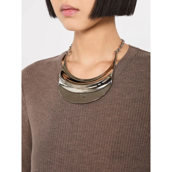Max Mara Fiocchi Crescent Pendant Necklace in Silver | Necklace | Luxury Shoes 