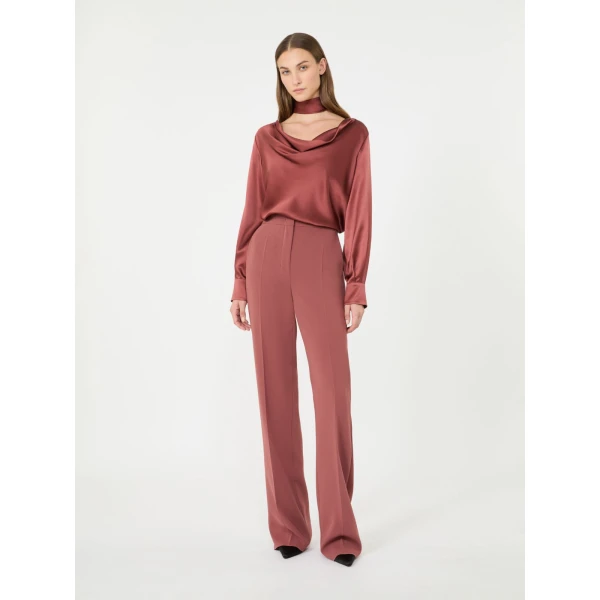 Max Mara Fiocchi Silk Satin Blouse in Antique Rose | Blouse | Luxury Shoes 