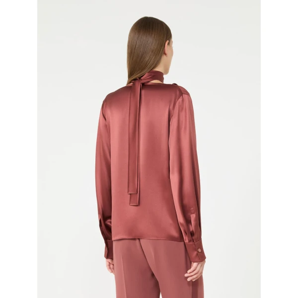 Max Mara Fiocchi Silk Satin Blouse in Antique Rose | Blouse | Luxury Shoes 