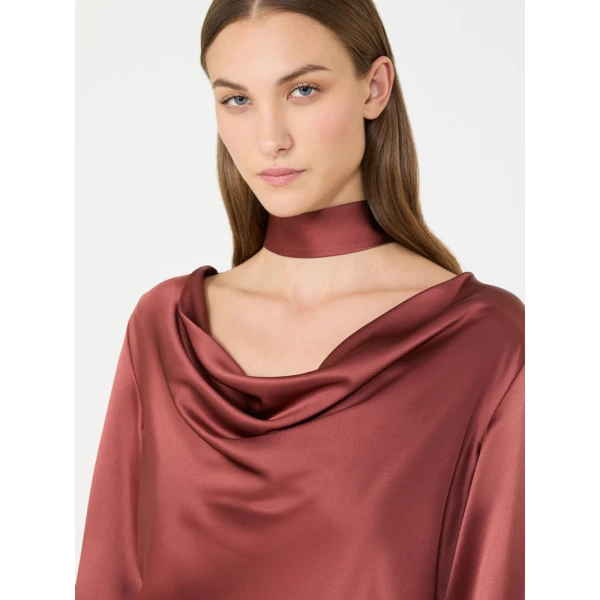 Max Mara Fiocchi Silk Satin Blouse in Antique Rose | Blouse | Luxury Shoes 