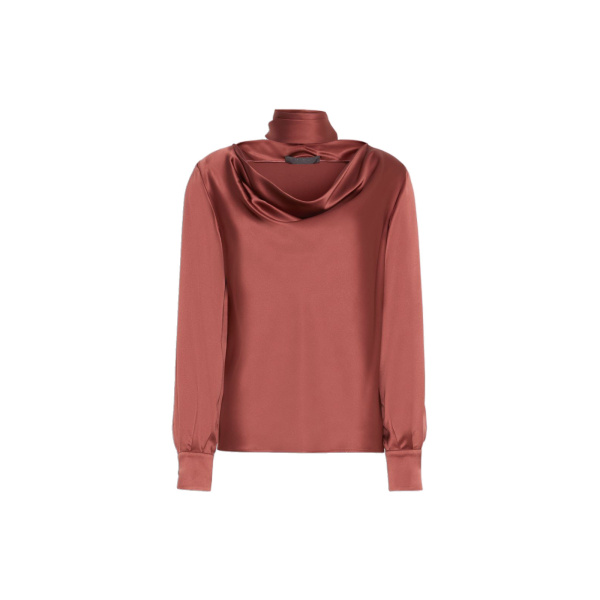 Max Mara Fiocchi Silk Satin Blouse in Antique Rose | Blouse | Luxury Shoes 