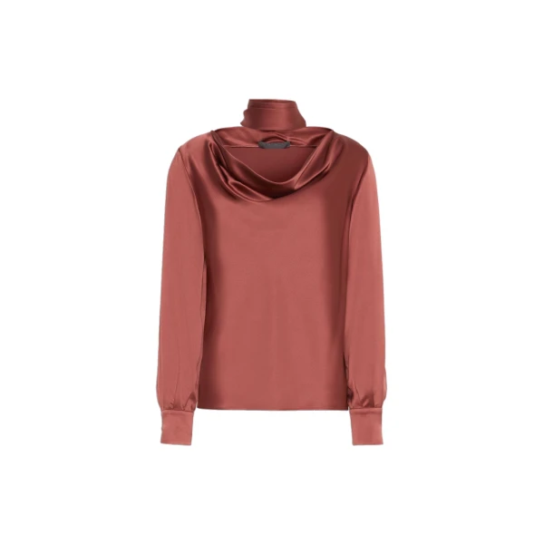 Fiocchi Silk Satin Blouse in Antique Rose