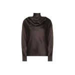 Max Mara Fiocchi Silk Satin Blouse in Dark Brown | Blouse | Luxury Shoes 