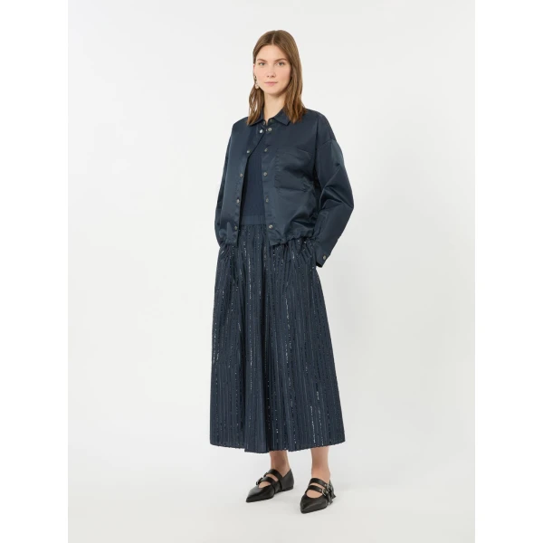 Max Mara Fiordi Sequin-Embroidered Cotton Skirt in Navy | Maxi Skirts | Luxury Shoes 