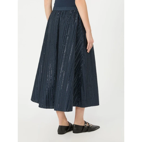 Max Mara Fiordi Sequin-Embroidered Cotton Skirt in Navy | Maxi Skirts | Luxury Shoes 