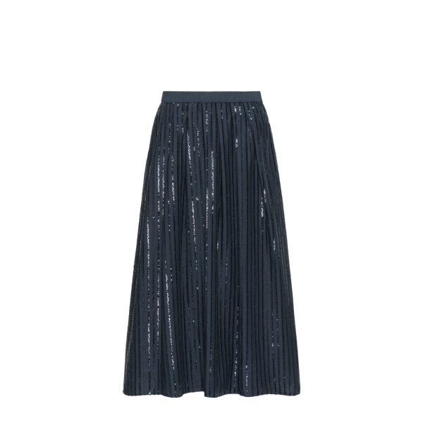 Max Mara Fiordi Sequin-Embroidered Cotton Skirt in Navy | Maxi Skirts | Luxury Shoes 