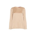Max Mara Fiordi Silk Satin Blouse in Camel | Blouse | Luxury Shoes 