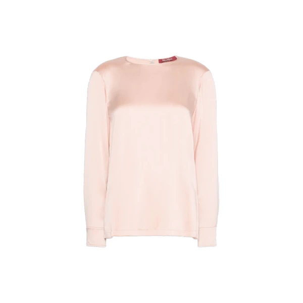 Max Mara Fiordi Silk Satin Blouse in Pink | Blouse | Luxury Shoes 