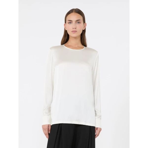 Max Mara Fiordi Silk Satin Blouse in Silk White | Blouse | Luxury Shoes 