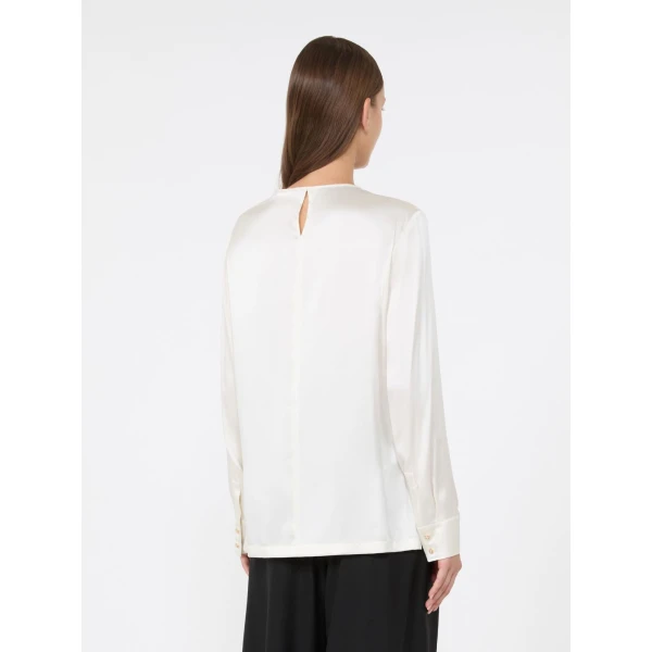 Max Mara Fiordi Silk Satin Blouse in Silk White | Blouse | Luxury Shoes 