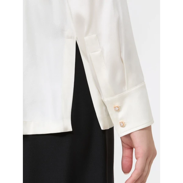 Max Mara Fiordi Silk Satin Blouse in Silk White | Blouse | Luxury Shoes 