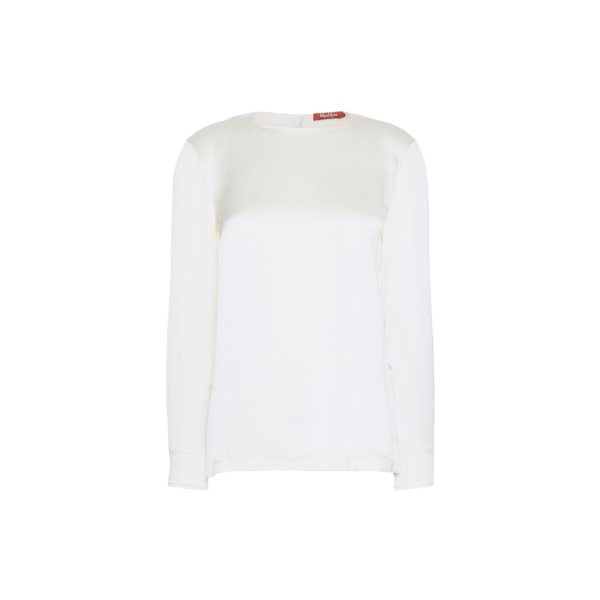 Max Mara Fiordi Silk Satin Blouse in Silk White | Blouse | Luxury Shoes 