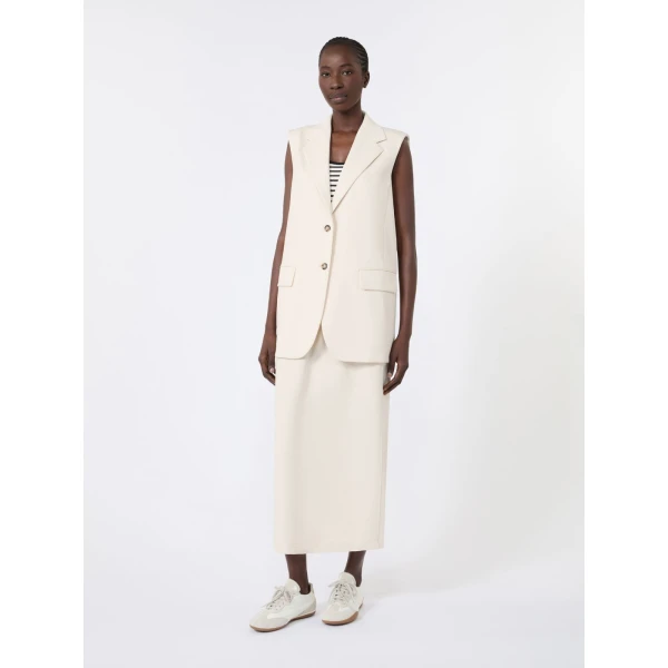 Max Mara Fiore Milano Knit Jersey Gilet in Ivory | Vests | Luxury Shoes 